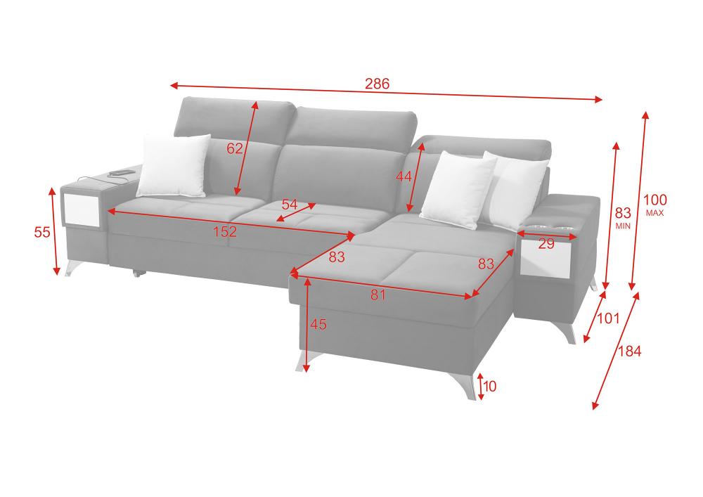 Corner sofa bed Deu 286x184